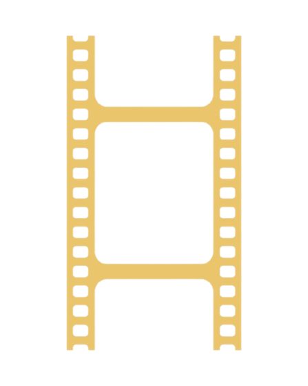 A blank strip of white film with a gold border, resembling a segment of a movie or photographic film reel.