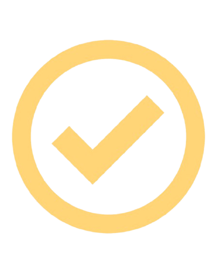 Yellow checkmark inside a yellow circle on a black background.