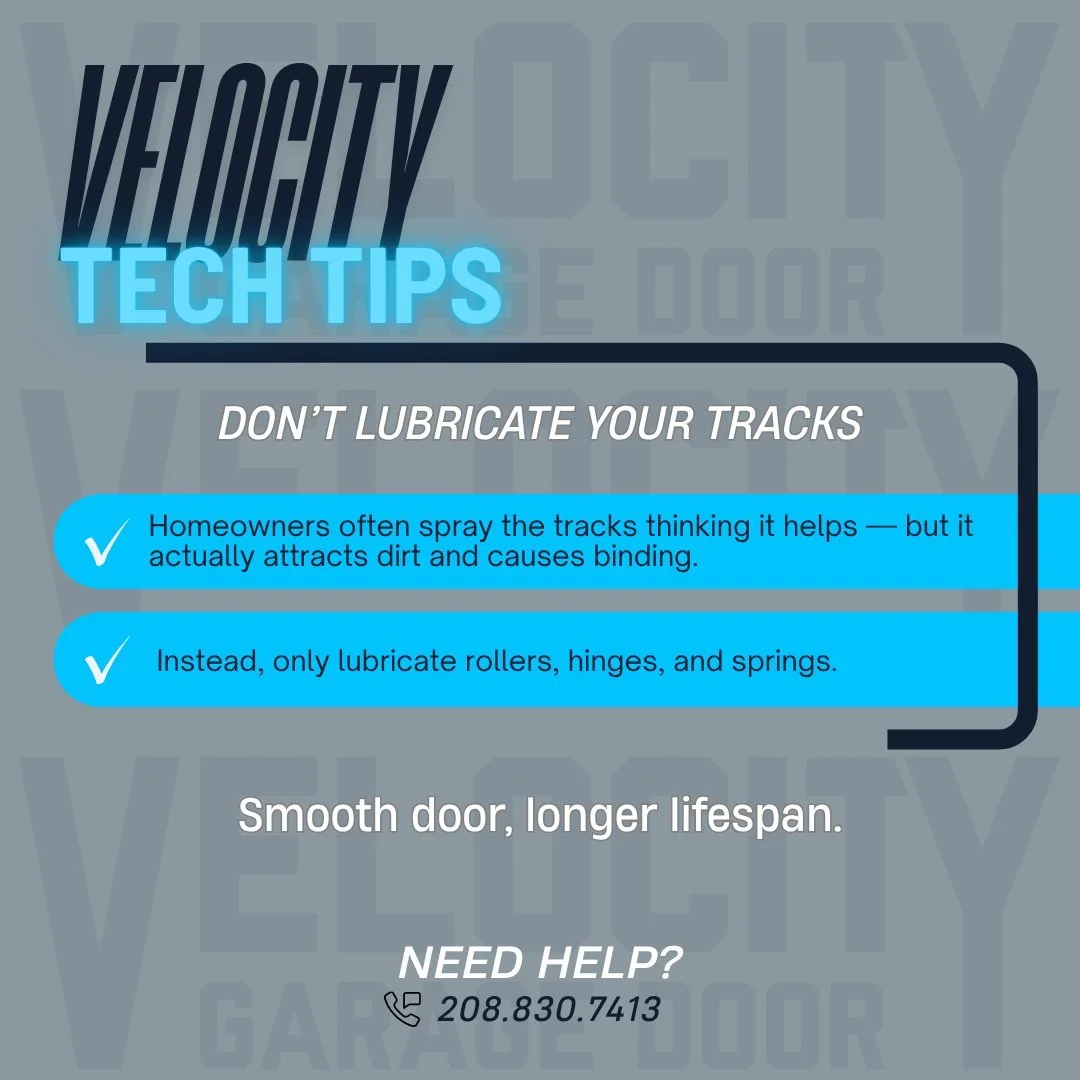 Tuesday Tech Tips from your VGD experts! 
▶▶Cleaner tracks = smoother operation and fewer repairs! ◀◀
Keeping your tracks dry helps your garage door run smoother and prevents early wear. Lubricating the tracks actually attracts dirt and causes bindin