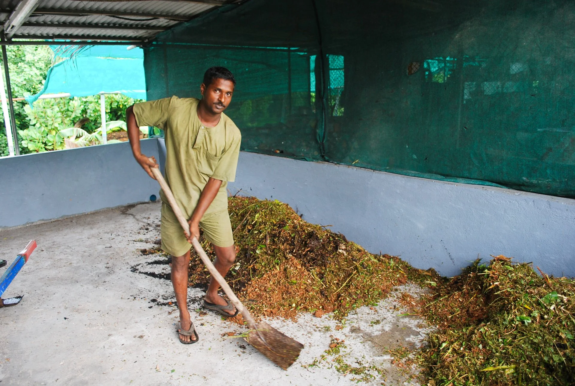 On-site compost system at an Organic Wealth Centre designed for a luxury tropical resort.