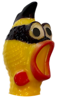 Headshot of Ken, the original Rubber Chicken Happiness Bandit. Ken is wearing a black bandit mask and a black hat.