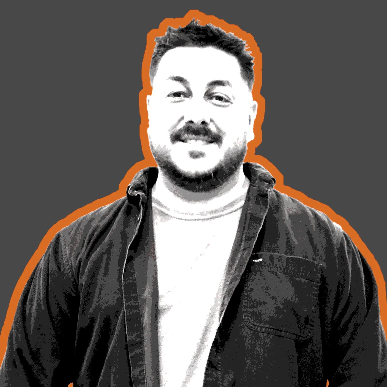 Posterized stylized photo of freelance graphic designer