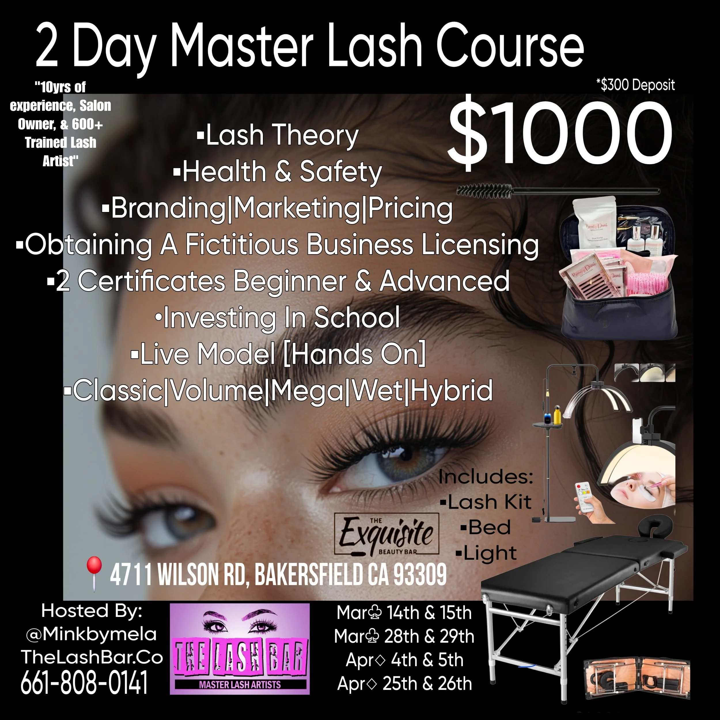 2-Day Master Lash Course 📍Bakersfield ( 4 Per Class)