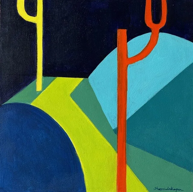 Forest Walk III. Acrylic on wood panel. 12 x 12 inches.