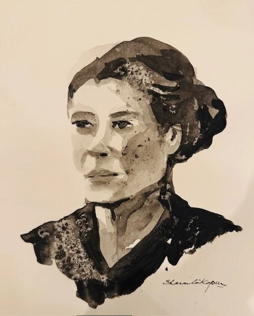 Eva. 12 x 9 inches. Ink on watercolor paper