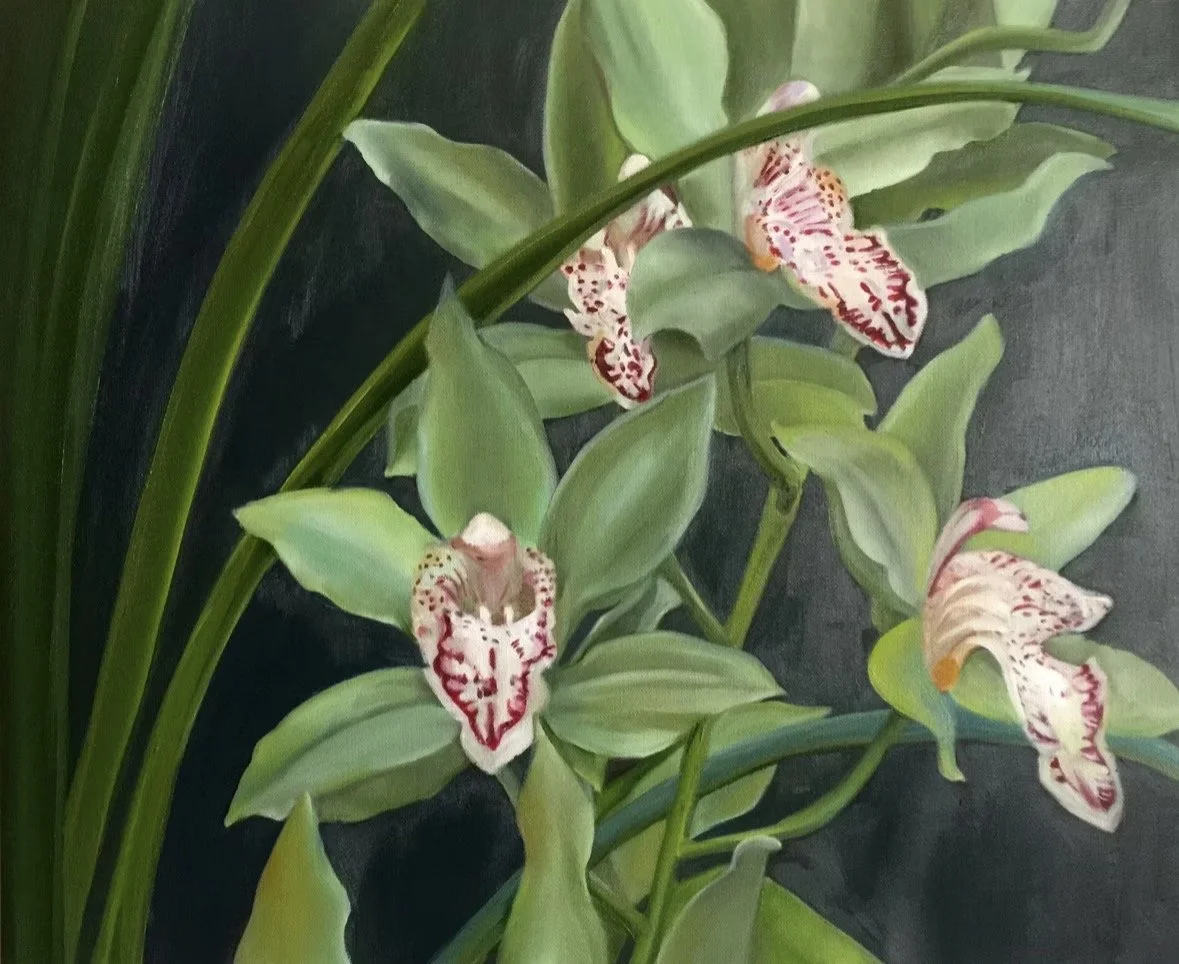 Garden orchids. 20 x 24 inches. Oil on canvas.