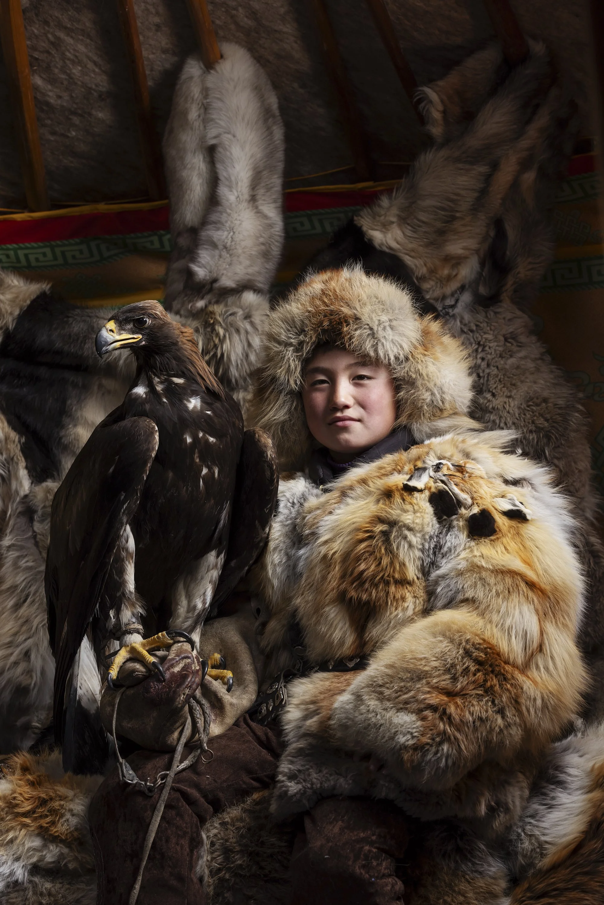 Mongolian eagle hunting, an ancient tradition practiced by ethnic Kazakh nomads in the remote Altai Mountains of Mongolia.