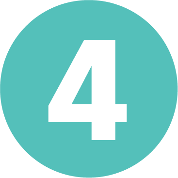 Number four inside a teal circle.