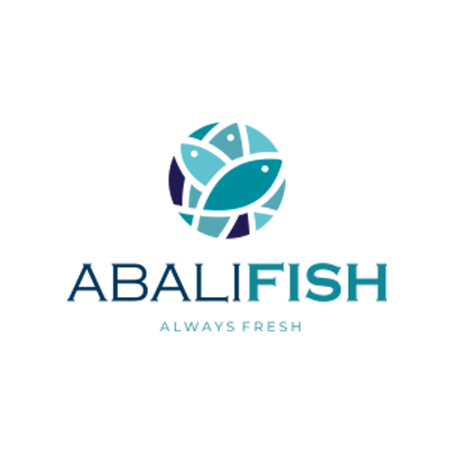 Logo for Abali Fish featuring a circular design with fish and geometric shapes, and the tagline 'Always Fresh'.