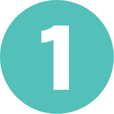 Number one inside a teal circle