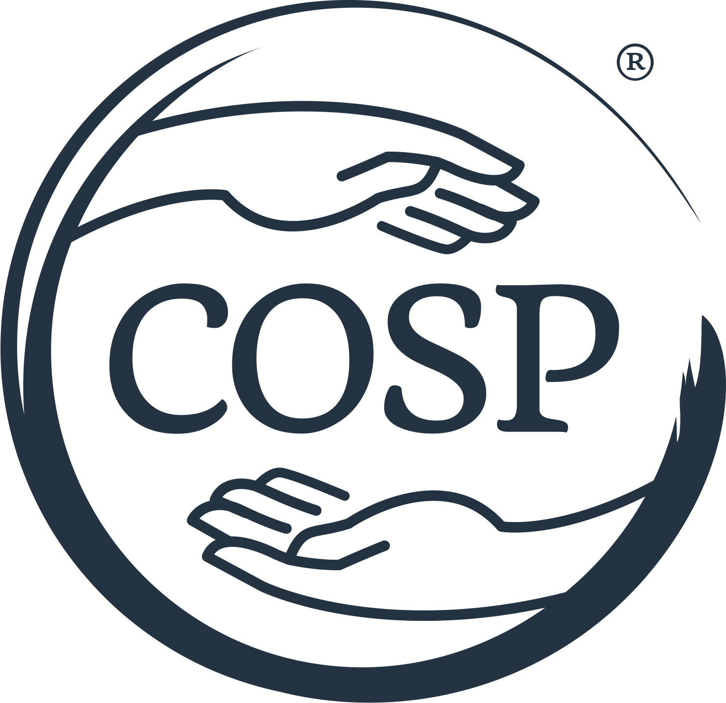 COSP logo with two hands forming a circle around the letters “COSP”.