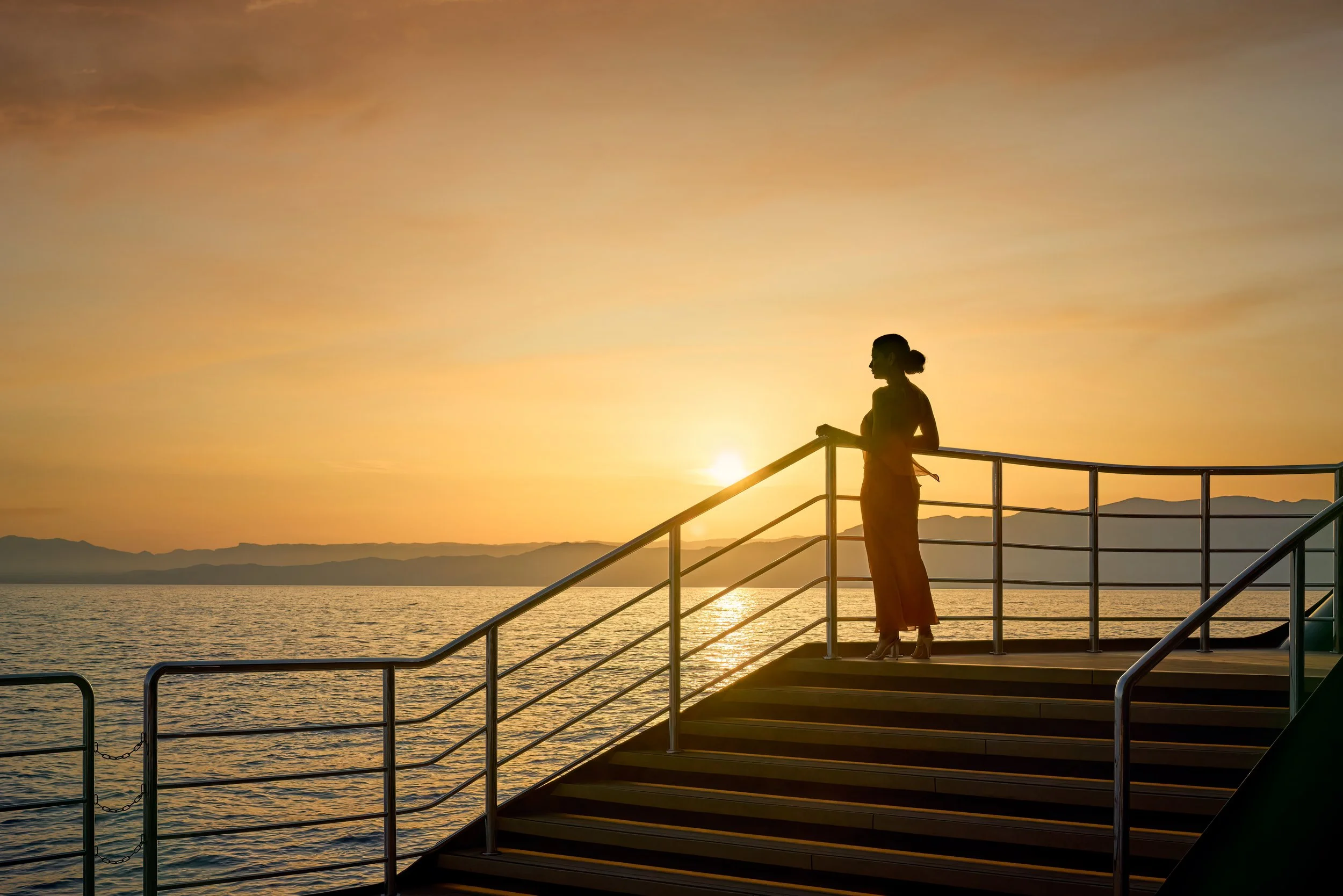An ultra-luxury superyacht at sea