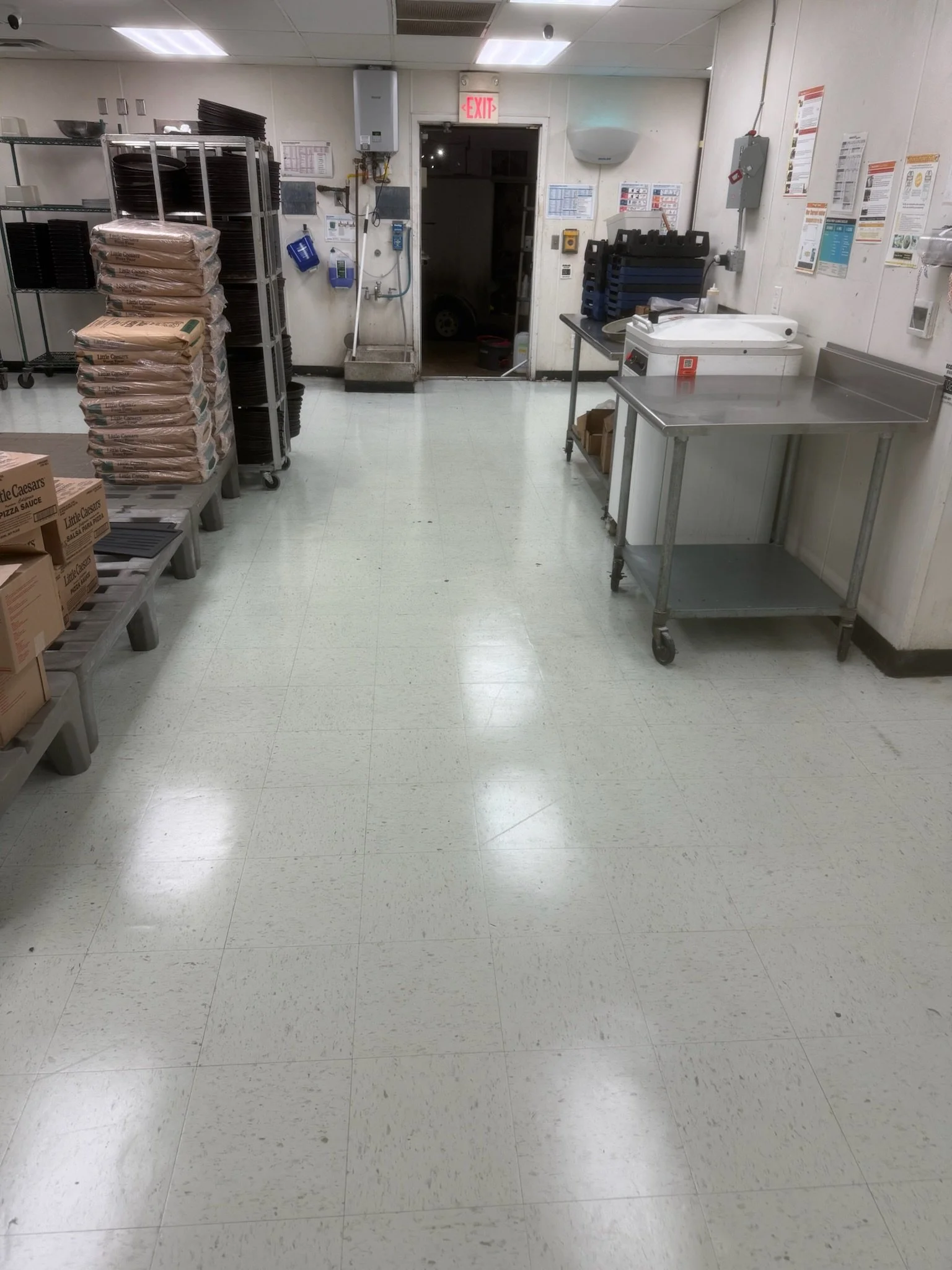 clean freshly stripped and waxed floors