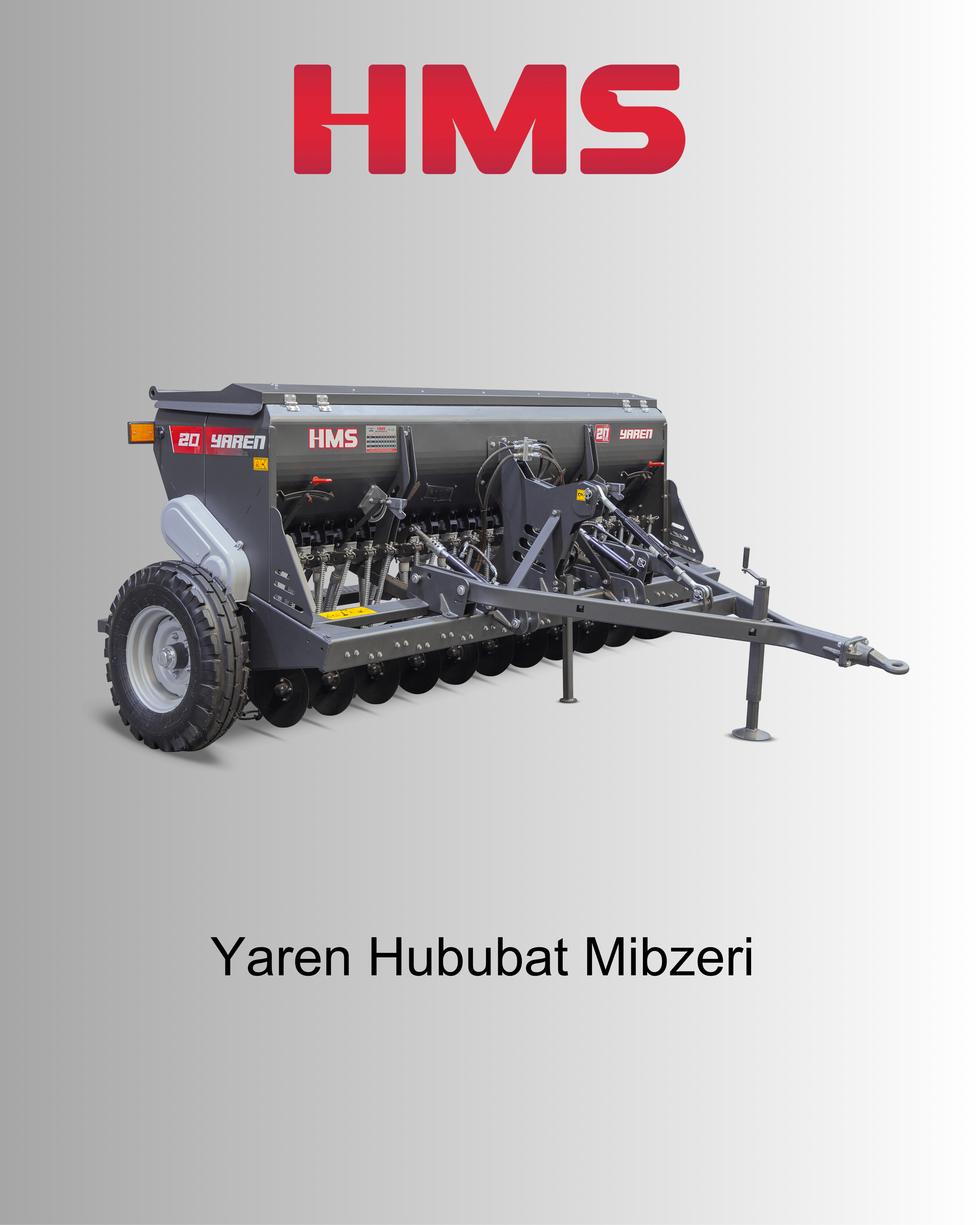 Yaren furrow cultivator machine for soil preparation against a plain background with the text 'HMS' in large red letters at the top and 'Yaren Hububat Mibzeri' at the bottom.