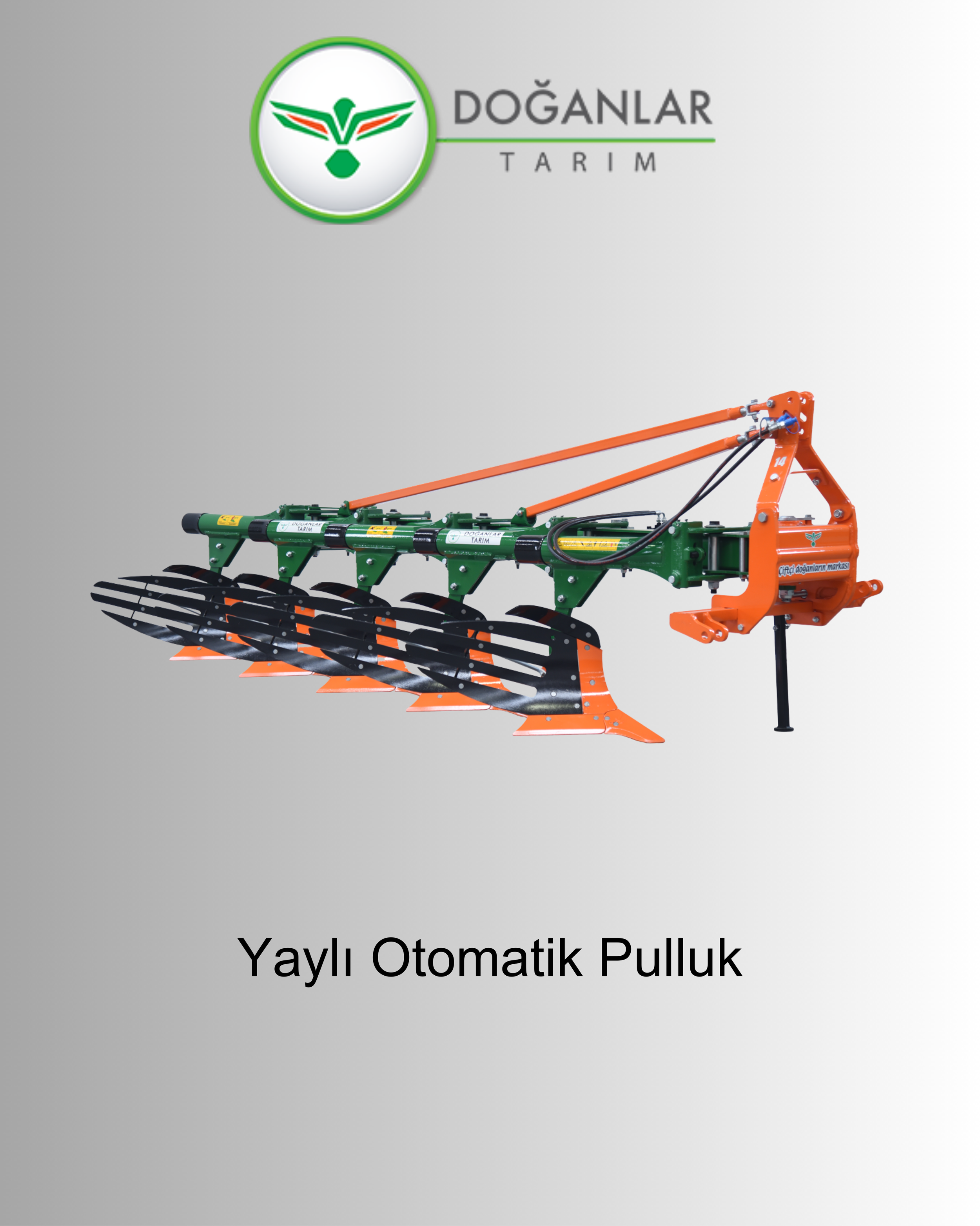 An agricultural implement called a semi-automatic tillage disc, used for soil cultivation, shown against a gray background with a logo for Doğanlar Tarım.