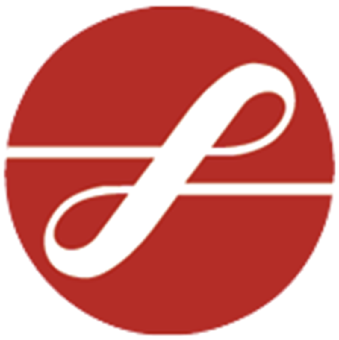 Red circle with white infinity symbol inside