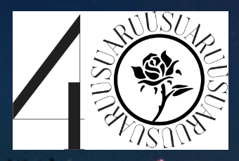 A large number 4 next to a circular logo with a rose and the word 'RUUSU' repeated around it.