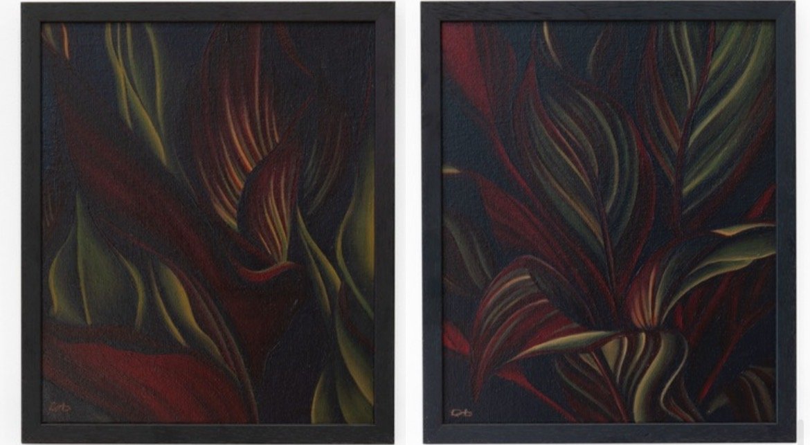 Red Leaves I & II,
Oil on Deep Edge Canvas 
30 x 25cm [ x 2 Panels]
Finished with a Black Wood Frame
2026