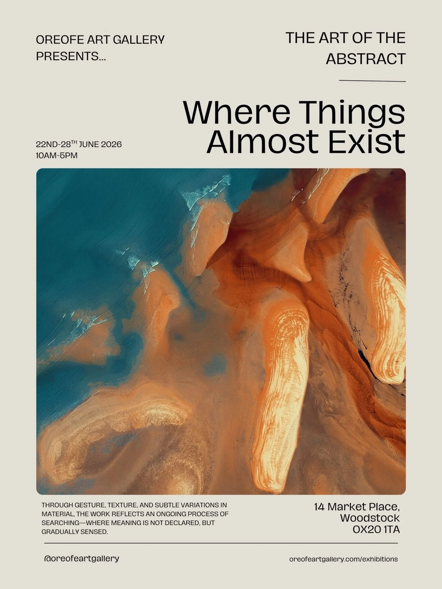 We are pleased to be curating our second gallery exhibition in Woodstock, continuing our commitment to showcasing exceptional work! 

&lsquo;The Art of the Abstract: Where Things Almost Exist&rsquo;, opening on 22nd June, is rooted in abstract practi