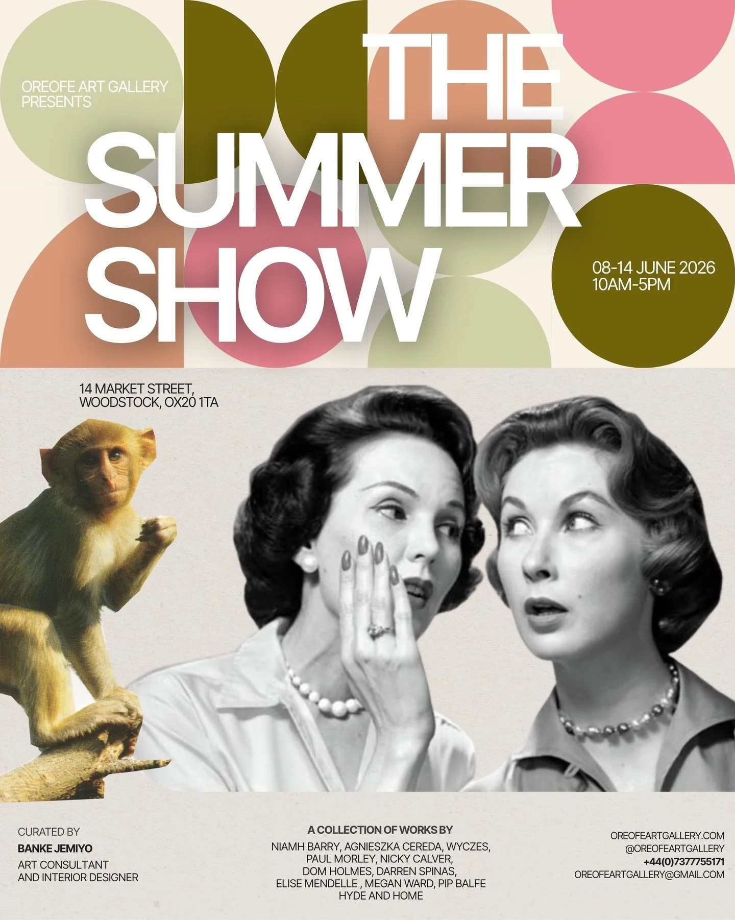 The Summer Show is to delight in flourishing nature, warmer temperatures and evening-strolls of our
beloved worlds. Upon the success of our European Tour in Paris, Oreofe Art Gallery is thrilled to be
back in the UK, with its first Cotswolds-based ex
