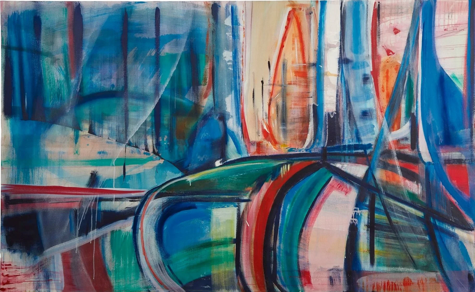 Cuban Haze,
2023, 160 x 130cm,
Acrylic, oil paint and oil stick on canvas