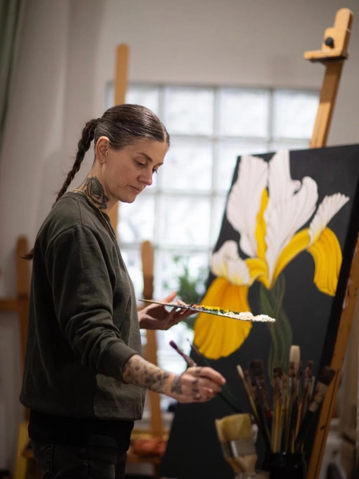 Dom Holmes is a contemporary oil painter and mixed media artist from London. Following a high-profile career as a tattooer and mixed-media artist, Dom&rsquo;s principal oil painting practice evolved from a period of self-directed study beginning in 2