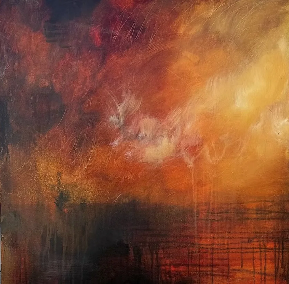 &lsquo;My creative process is deeply intuitive and experimental. I work with layers of paint, collage, and wax, blending these materials with vintage papers and fragments from my mother&rsquo;s old dress patterns. Through this process of building up 