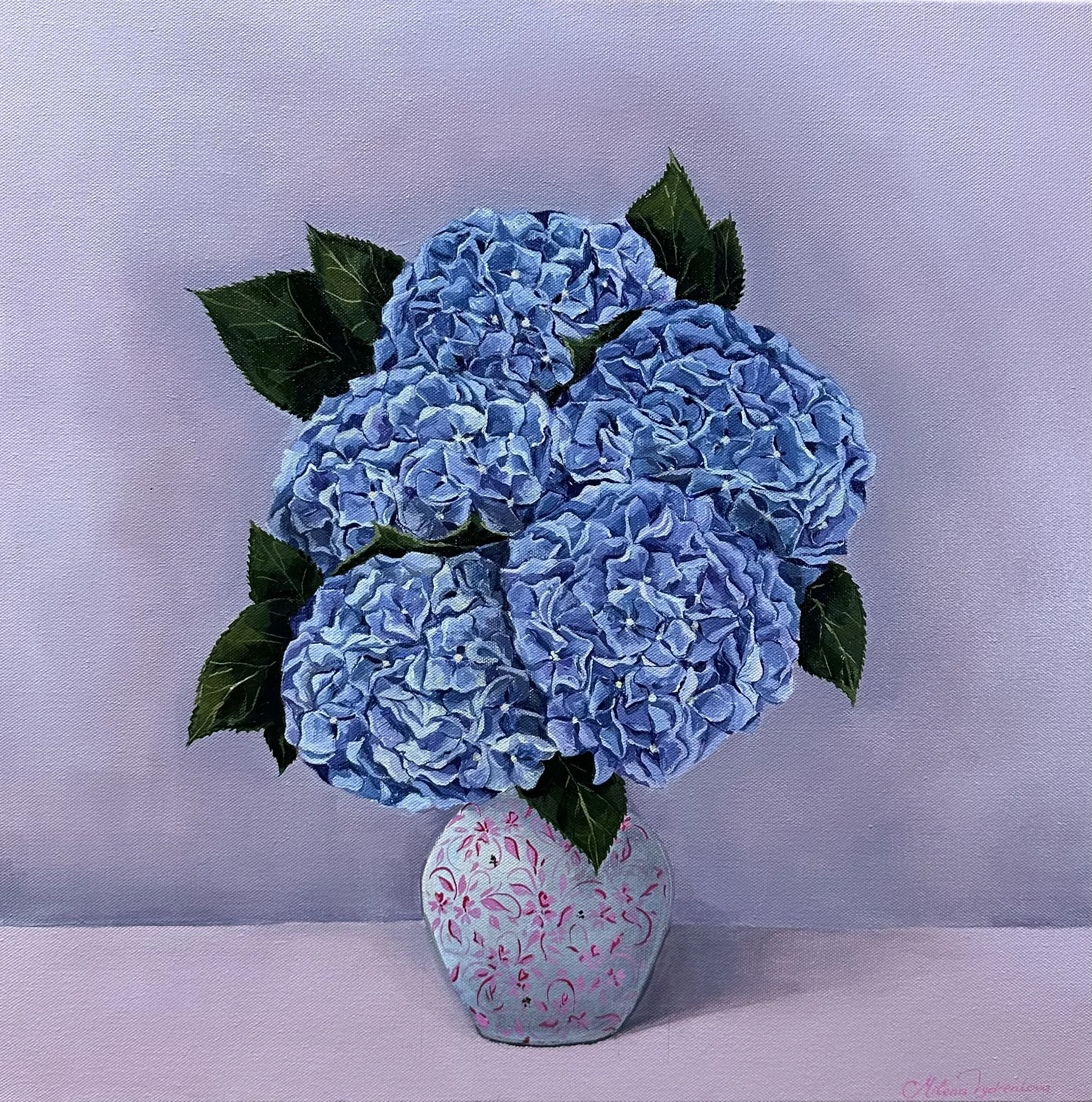 Hydrangeas, 
Acrylic on canvas, 
50x50cm,
2026