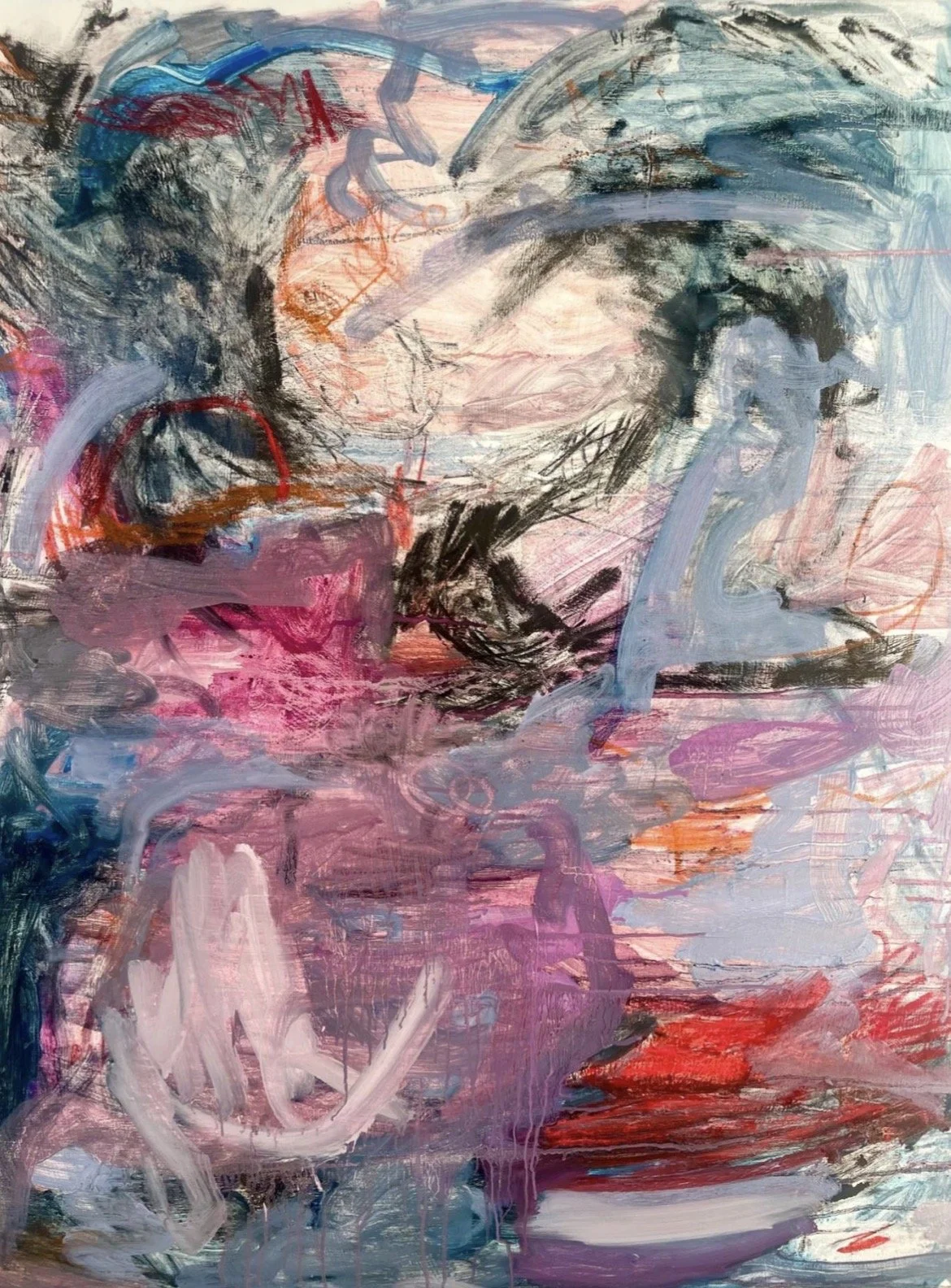 'Relapse',
Oil, chalk & acrylic on canvas
80 x 100cm, 2026 