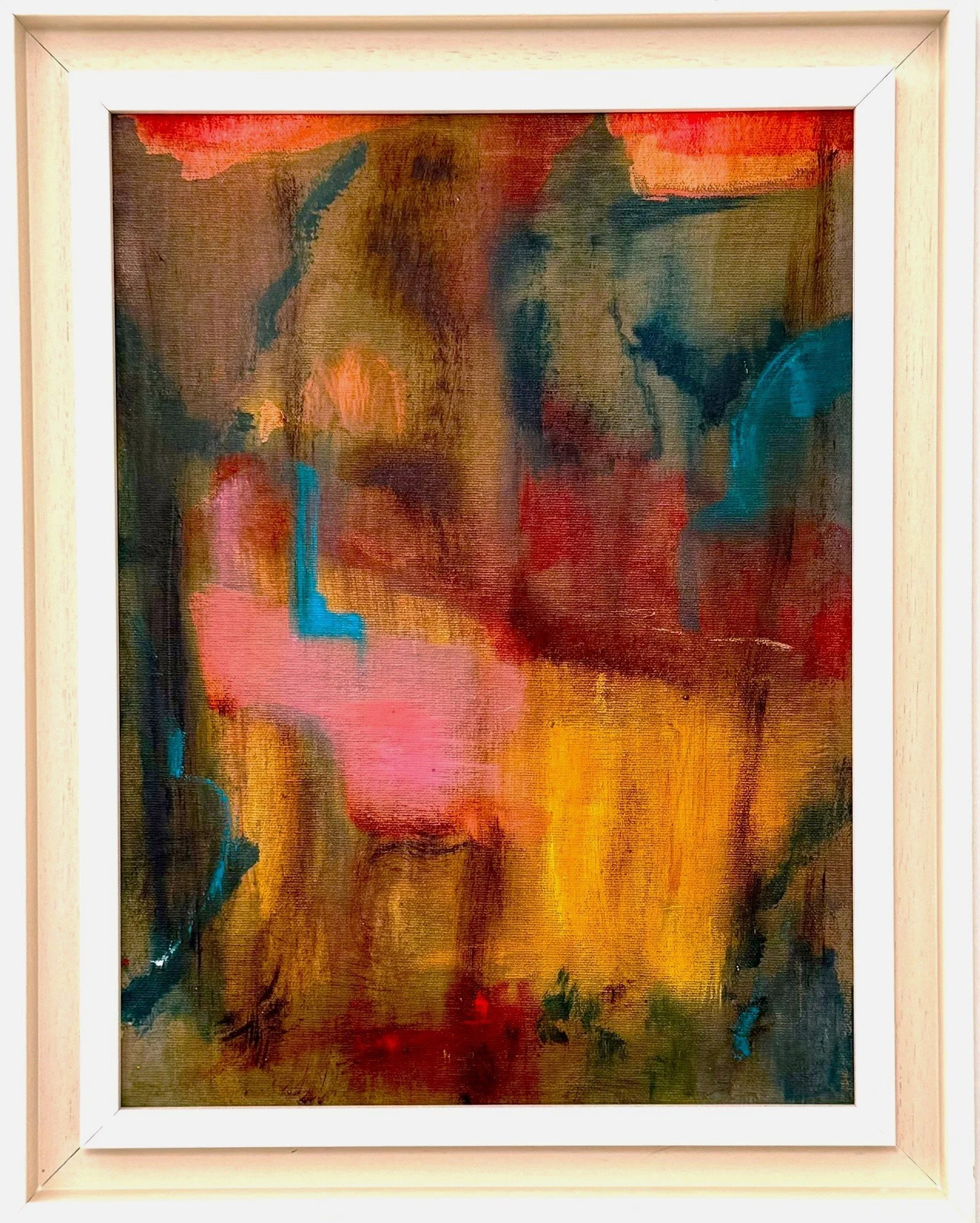 Resonance,
2026, 38 x 48cm, Acrylic, oil
paint and oil stick on canvas board,
Framed