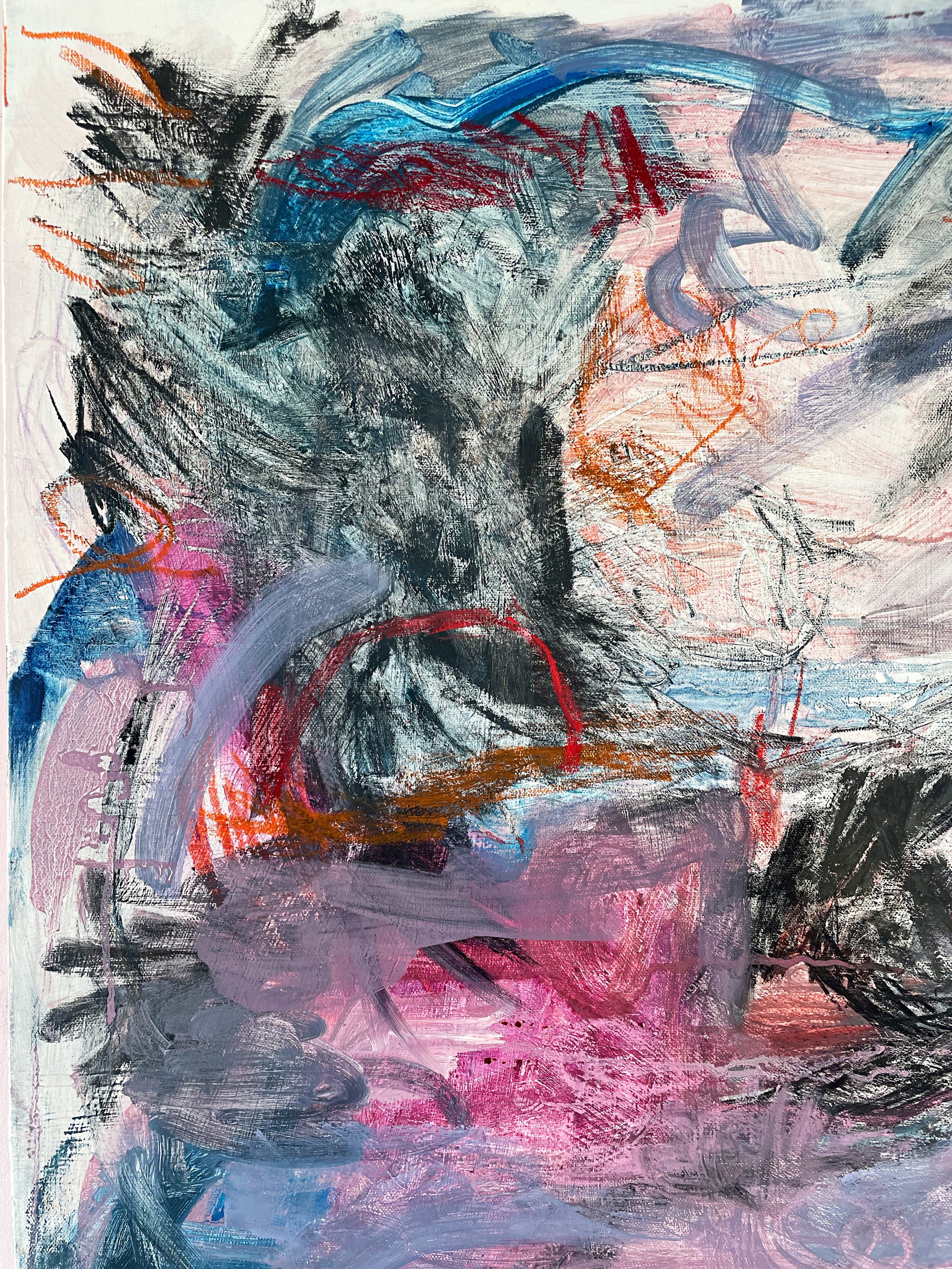 'Relapse',
Oil, chalk & acrylic on canvas
80 x 100cm, 2026 