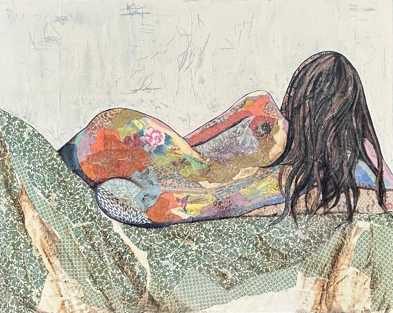 Summer Light, 62 x 71cm,  Mixed Media with Collage and Copper Leaf 