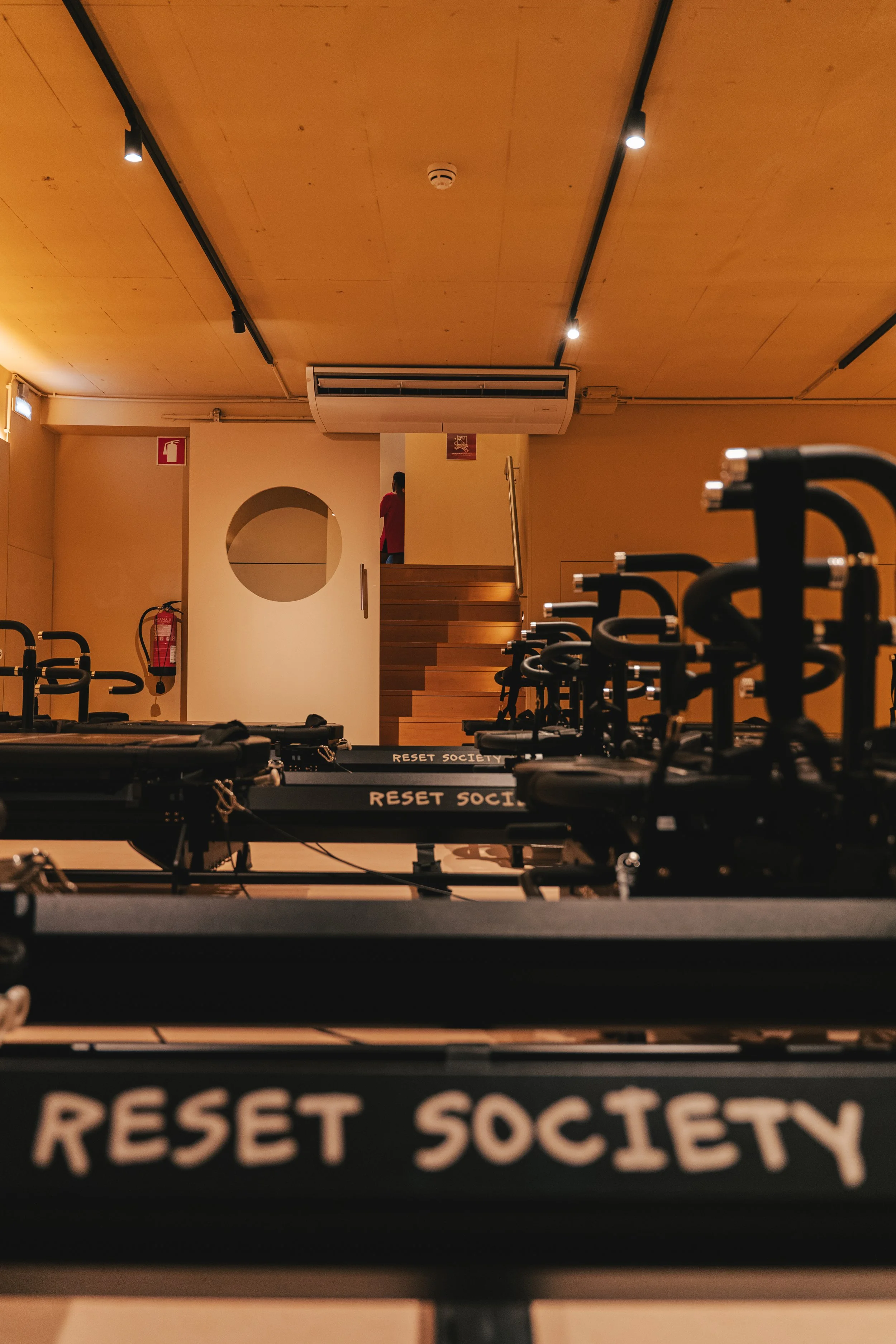 Custom megaformer machines in the FORM reformer Pilates room