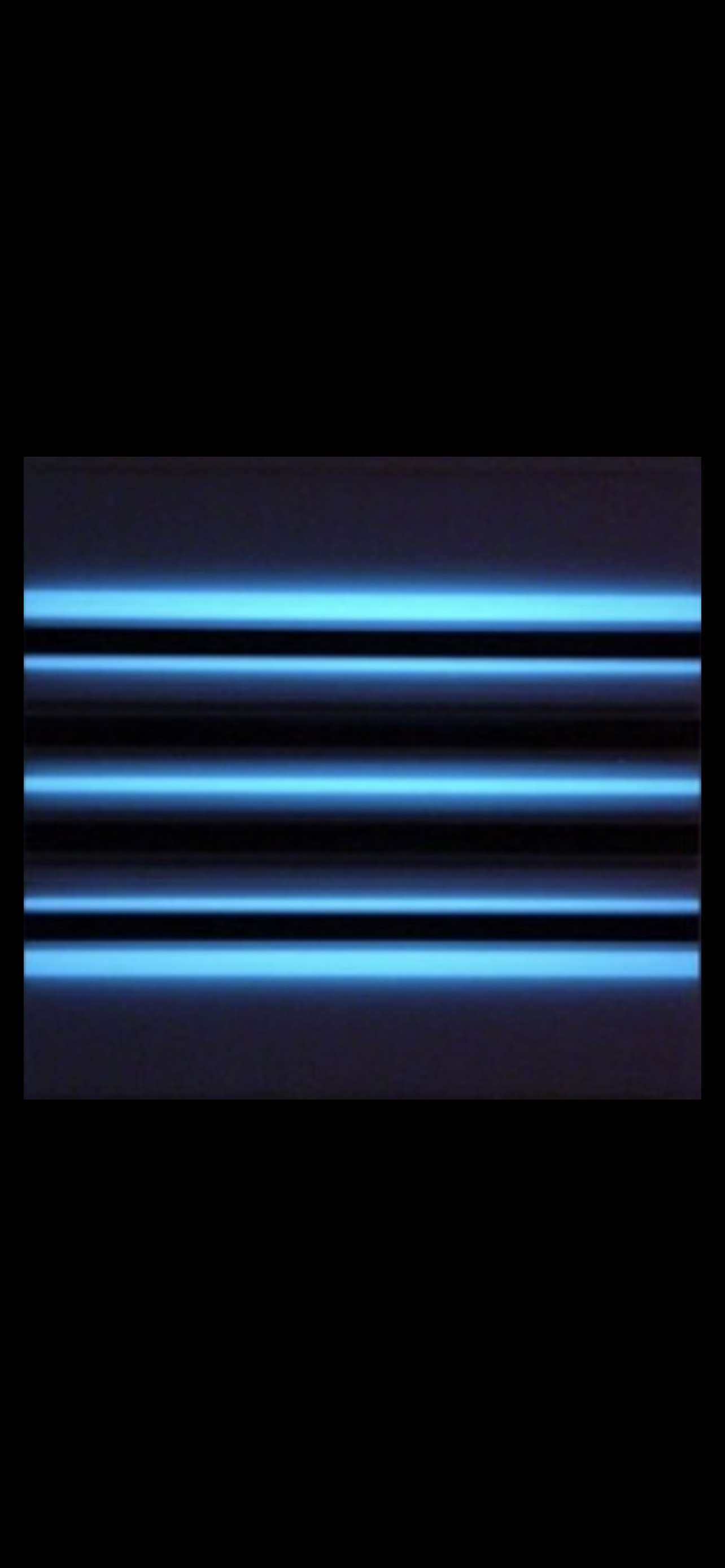 Horizontal neon blue light strips glowing against a dark background.