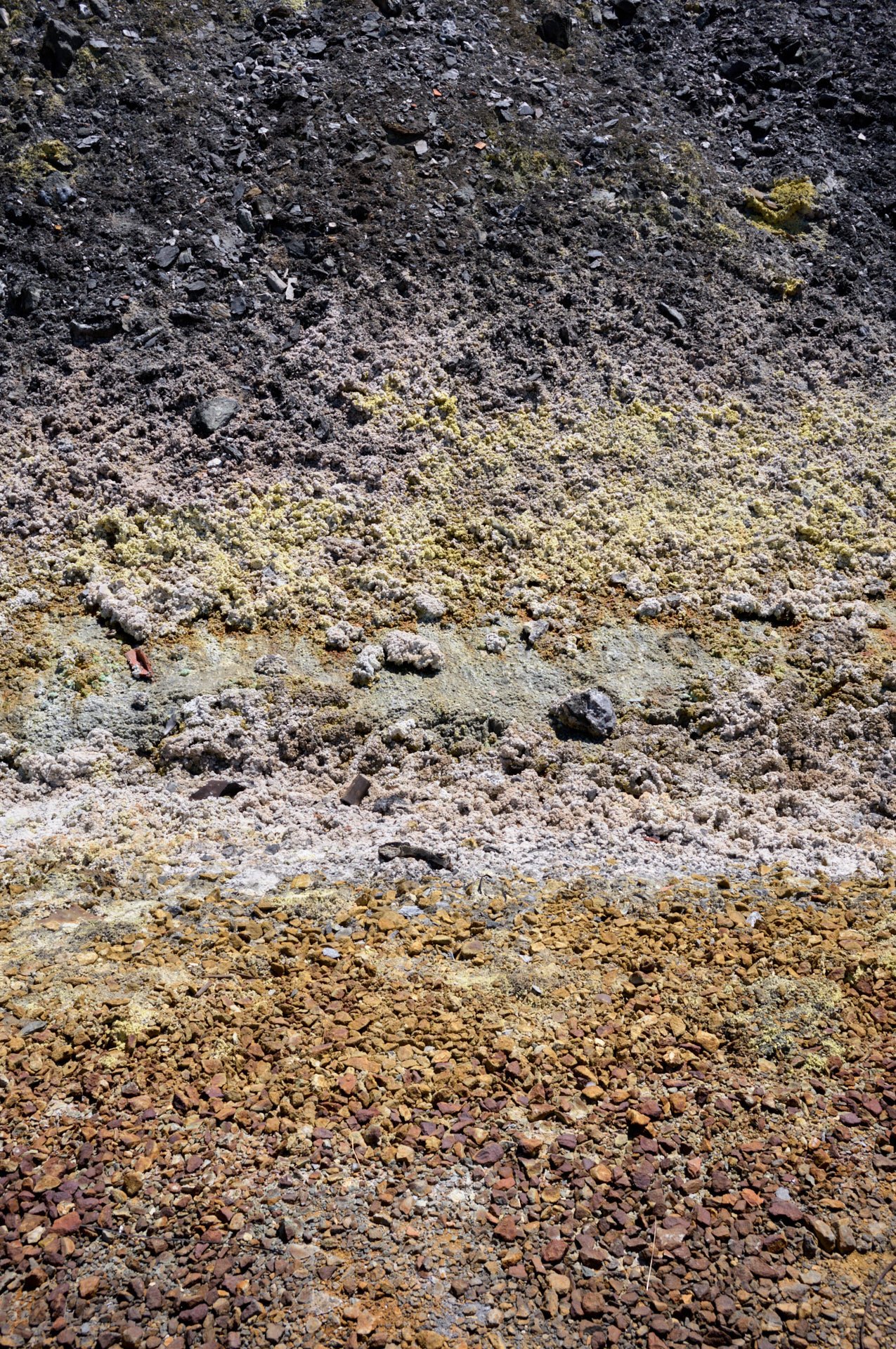A layered cross-section of different types of soil and ground material.