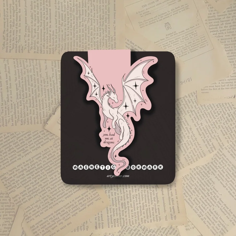 Pink Dragon Magnetic Bookmark