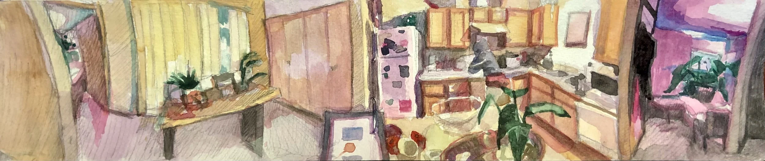 “The Apartment”, 15cm x 85cm, Watercolor on Paper.  Not Available
