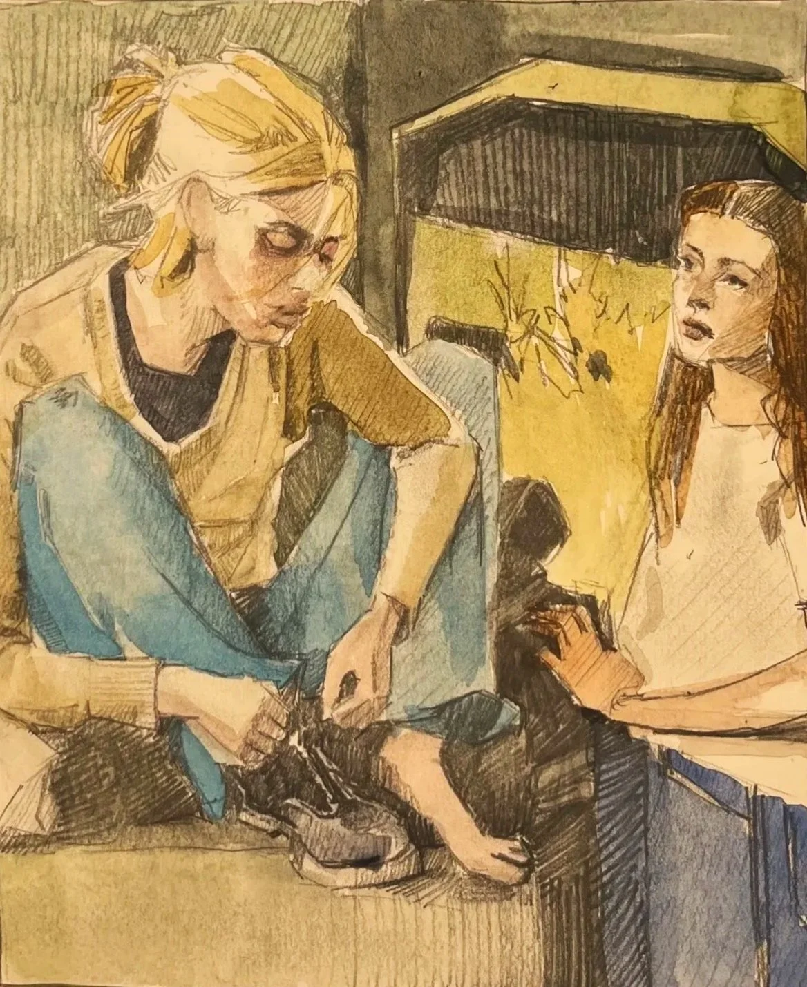 “The Observer”, 18cm x 22cm, Watercolor on Paper. Contact for Availability