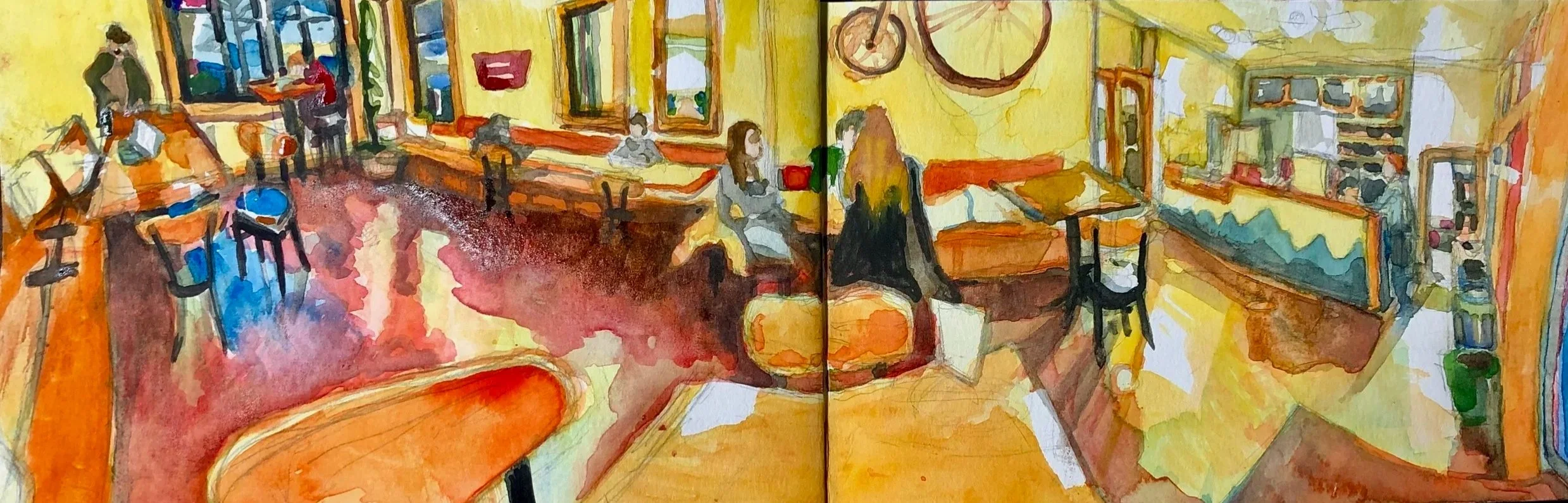 “Northwest Portland Hostel”, 15cm x 45cm, Watercolor on Paper. Not Available