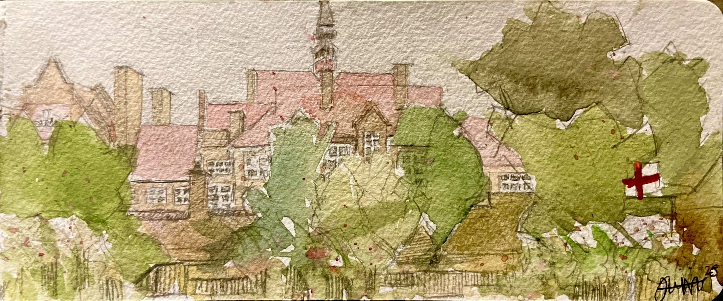 “Burgess Park”, 9cm x 14cm, Watercolor on Paper. Not Available