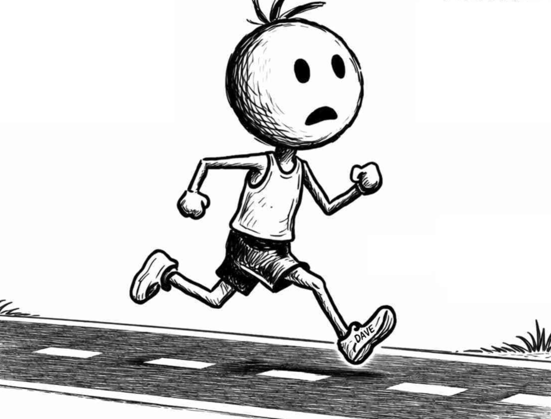 HennWae - Dont Suck at Running - stick figure running on road - Dave Sally Stuff