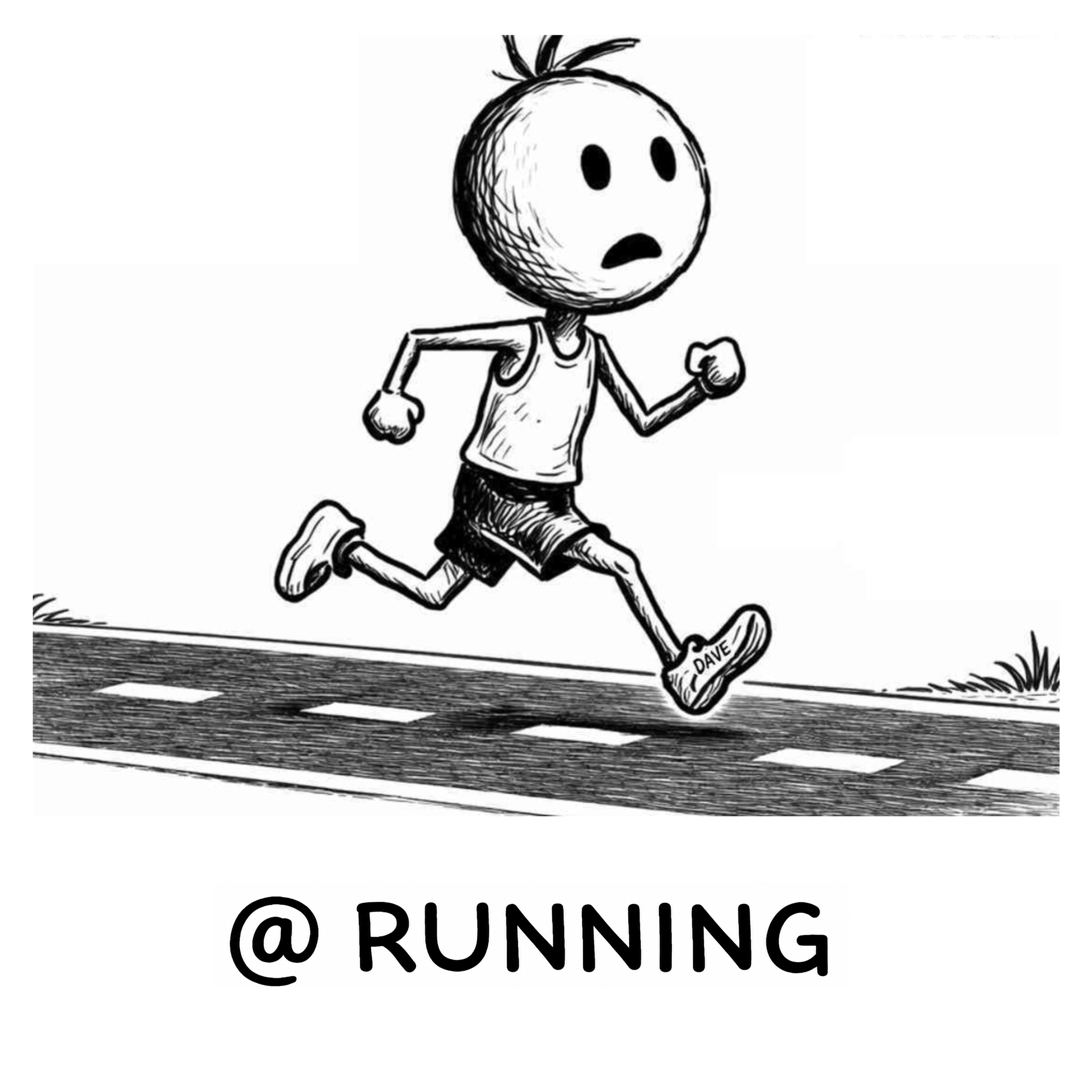 Dont Suck at Running - stick figure running on road - Dave Sally Stuff