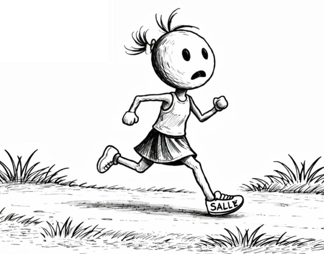 HennWae - Dont Suck at Trail Running - stick figure running on trail - Dave Sally Stuff