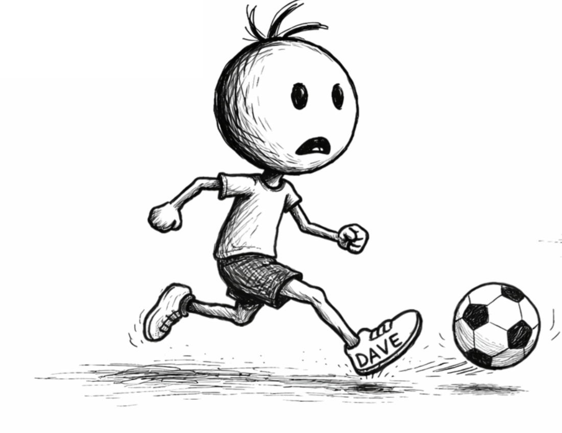 HennWae - Dont Suck at Soccer - stick figure kicking soccer ball - Dave Sally Stuff