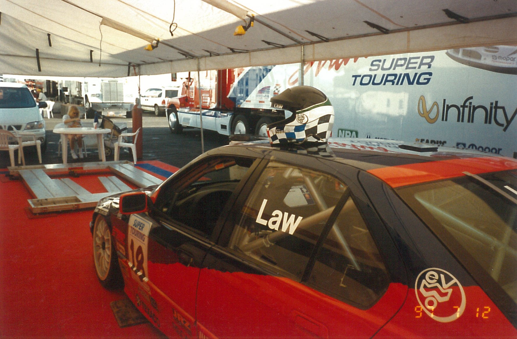 Sponsored helmet painting for automotive racer Darren Law, winner of the 2009 24 hours of Daytona and several other automotive races.