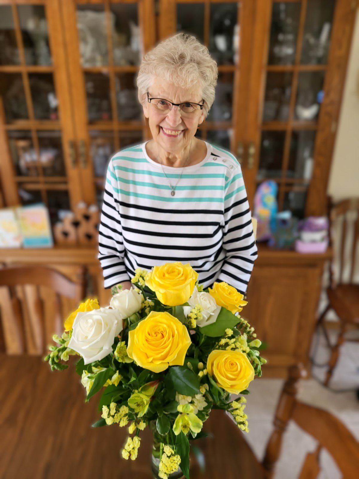 Virginia Wilson with flowers