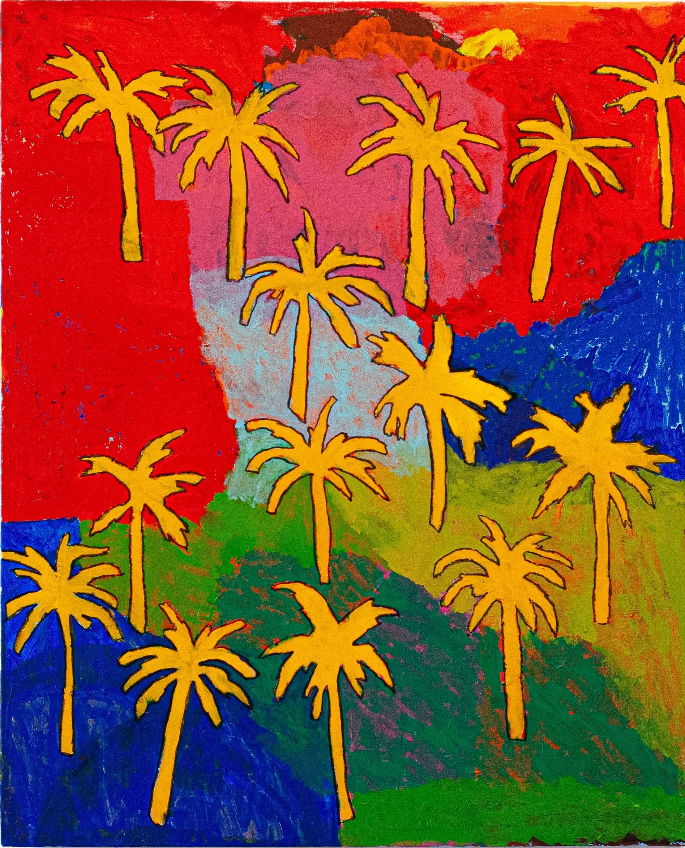 "Somewhere with Palm Trees" (2025)
Acrylics, charcoal and oil stick on canvas