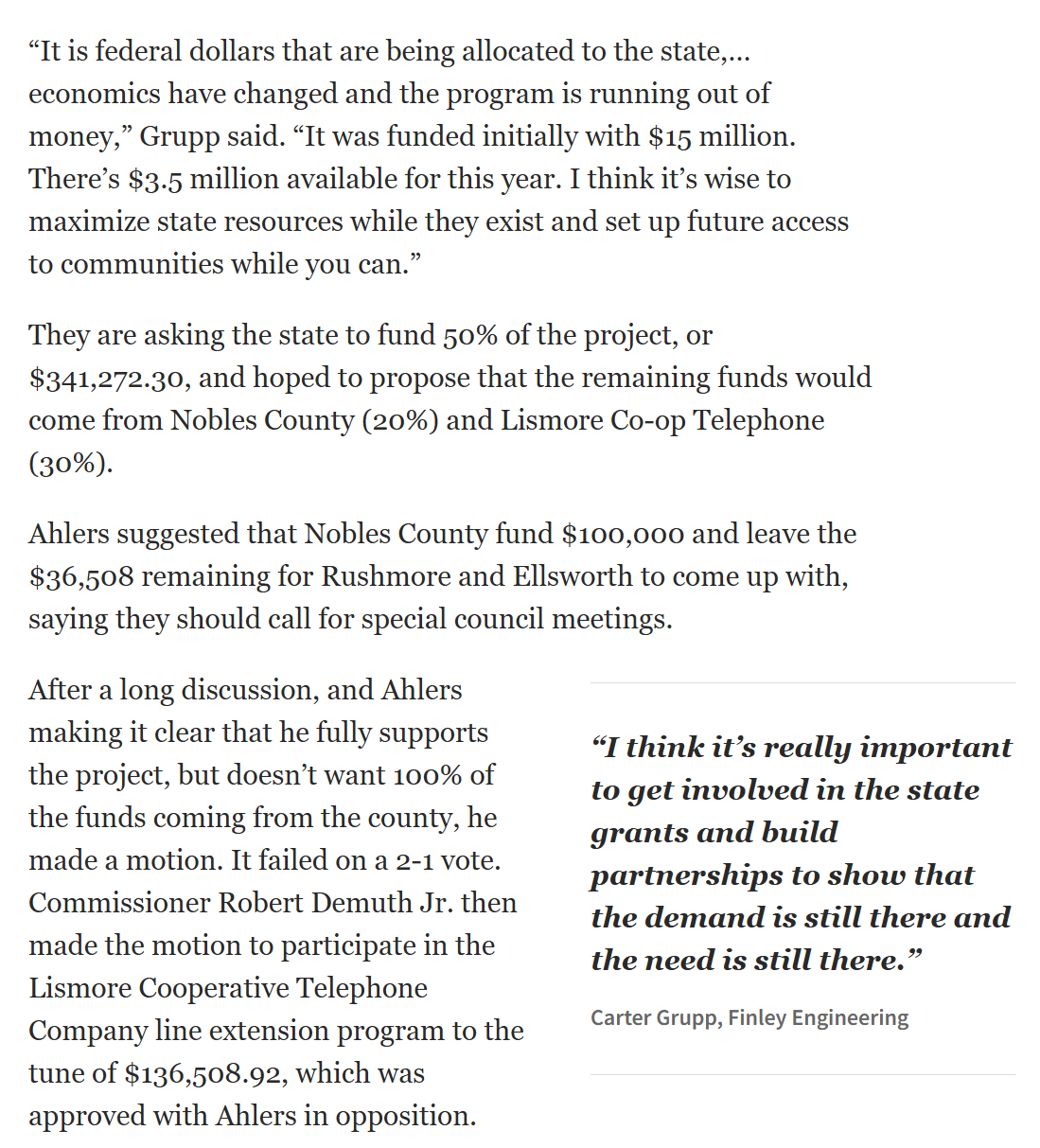 Interview from Nobles County on Broadband Expansion Grant