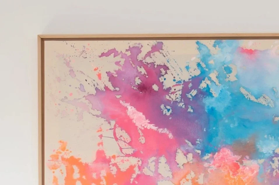 Serie - Neon in Suspension | Name - Drifting Light | Size - 70 x 100 cm | Price - 300 € | Frame Beech (excl. Frame, on request)