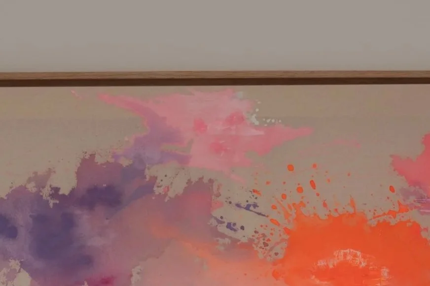 Serie - Neon in Suspension | Name - Gentle Impact | Size - 70 x 100 cm | Price - 300 € | Frame Oak (excl. Frame, on request)